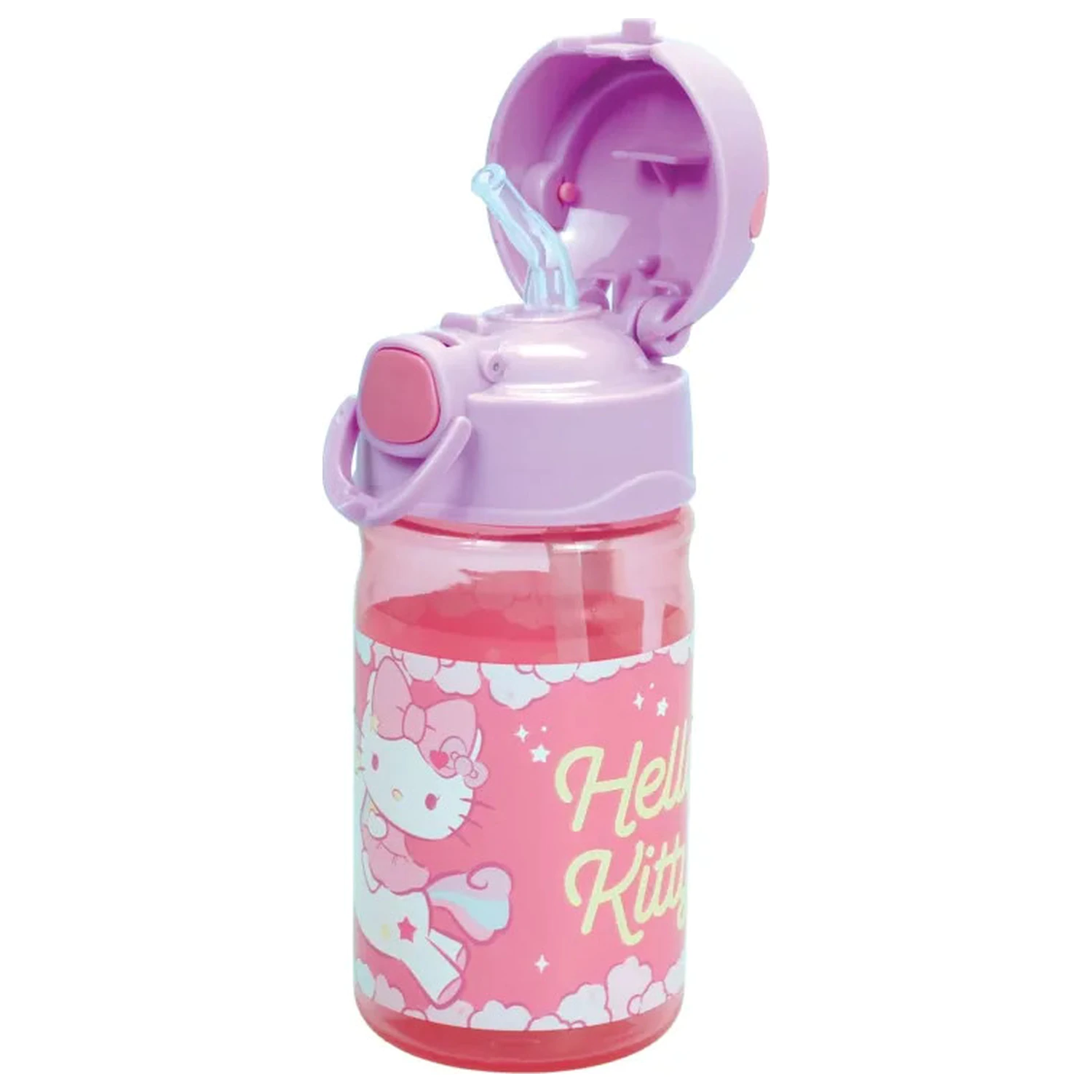Hello Kitty Unicorn plastová fľaša na pitie so slamkou a šnúrkou na krk 350 ml produktová fotografia