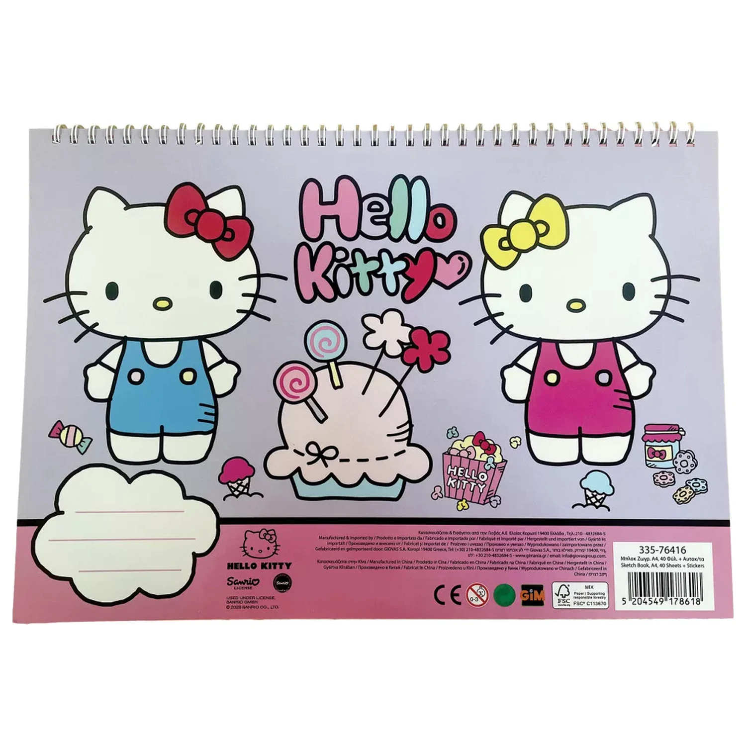 Hello Kitty World A/4 špirálový skicár 40 listov s nálepkami produktová fotografia
