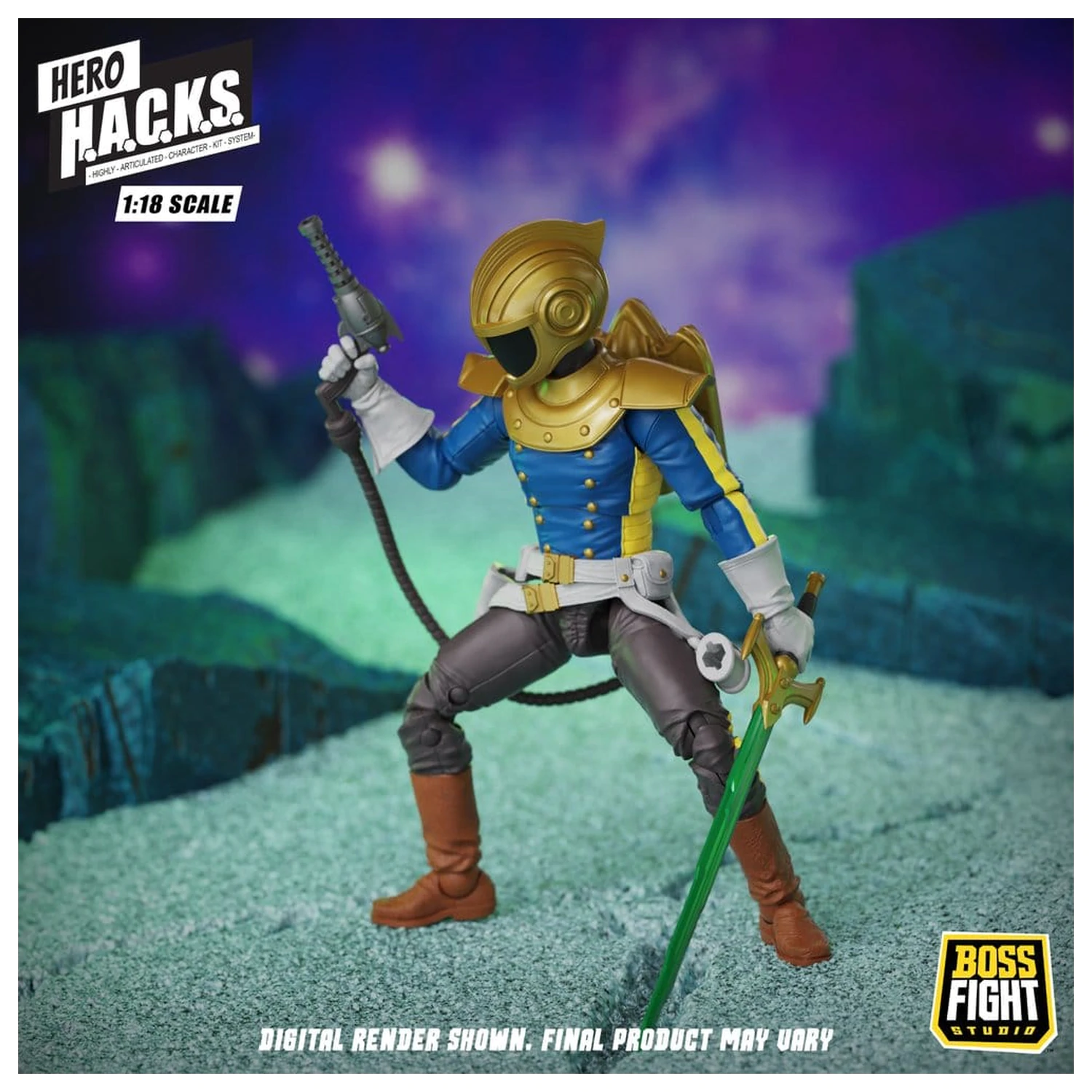 Hero H.A.C.K.S. Core akčná figúrka 1/18 Heroes and Villains Wave 1 Jett Steelblade: Stellar Knight of Accord produktová fotografia