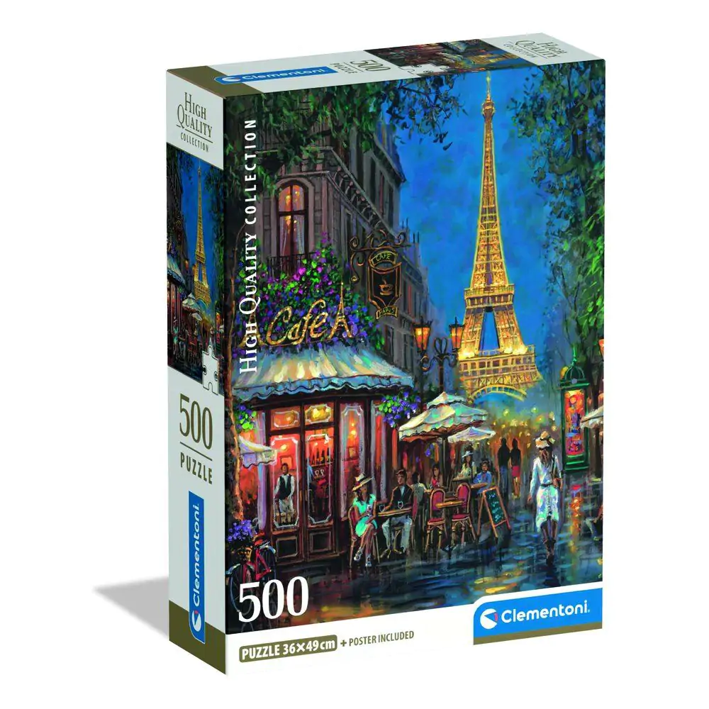 Vysokokvalitné puzzle Nočný pohľad na Eiffel Cafe 500ks produktová fotografia