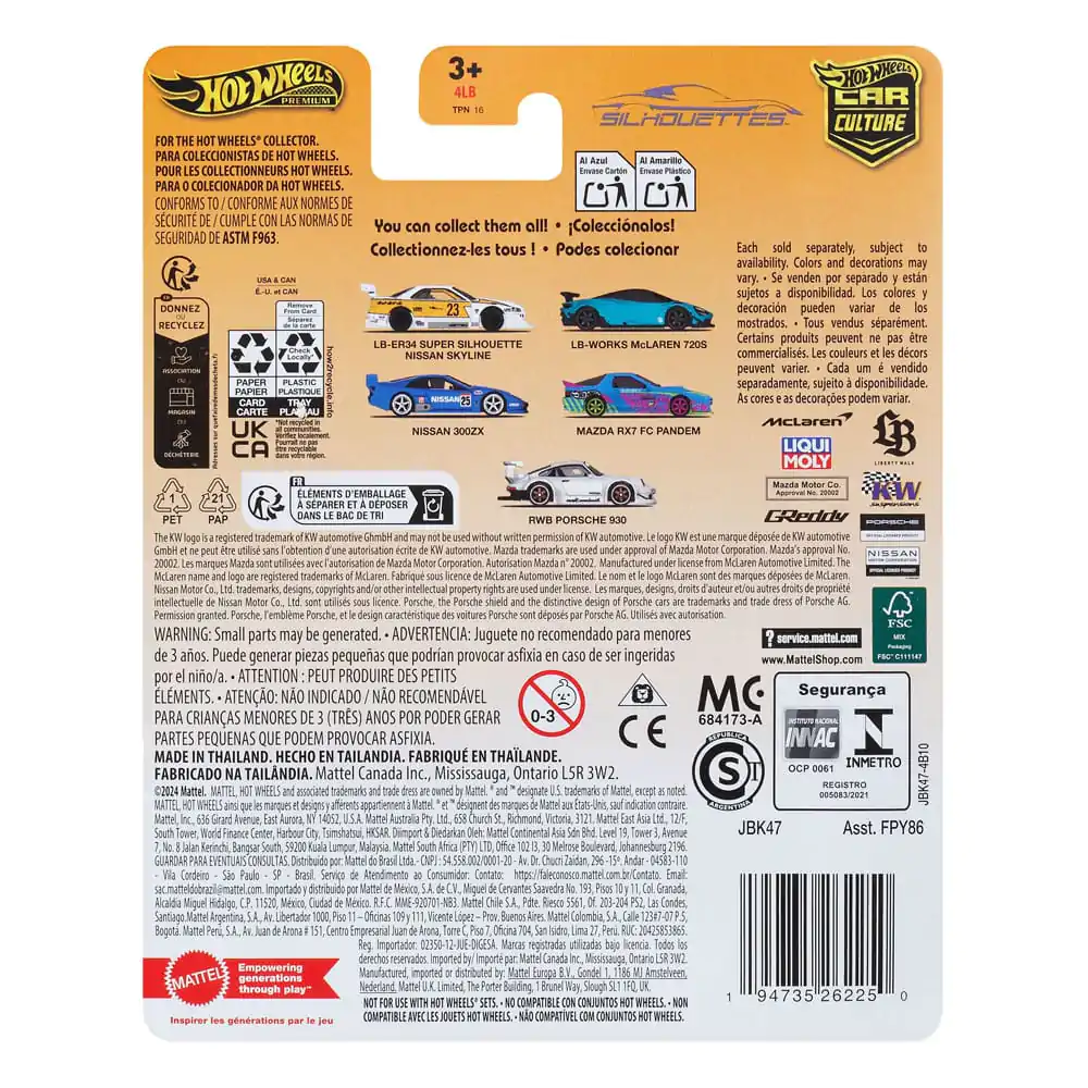 Hot Wheels Premium Car Culture Silhouettes Zberateľské vozidlo 1/64 LB-Works McLaren 720S produktová fotografia