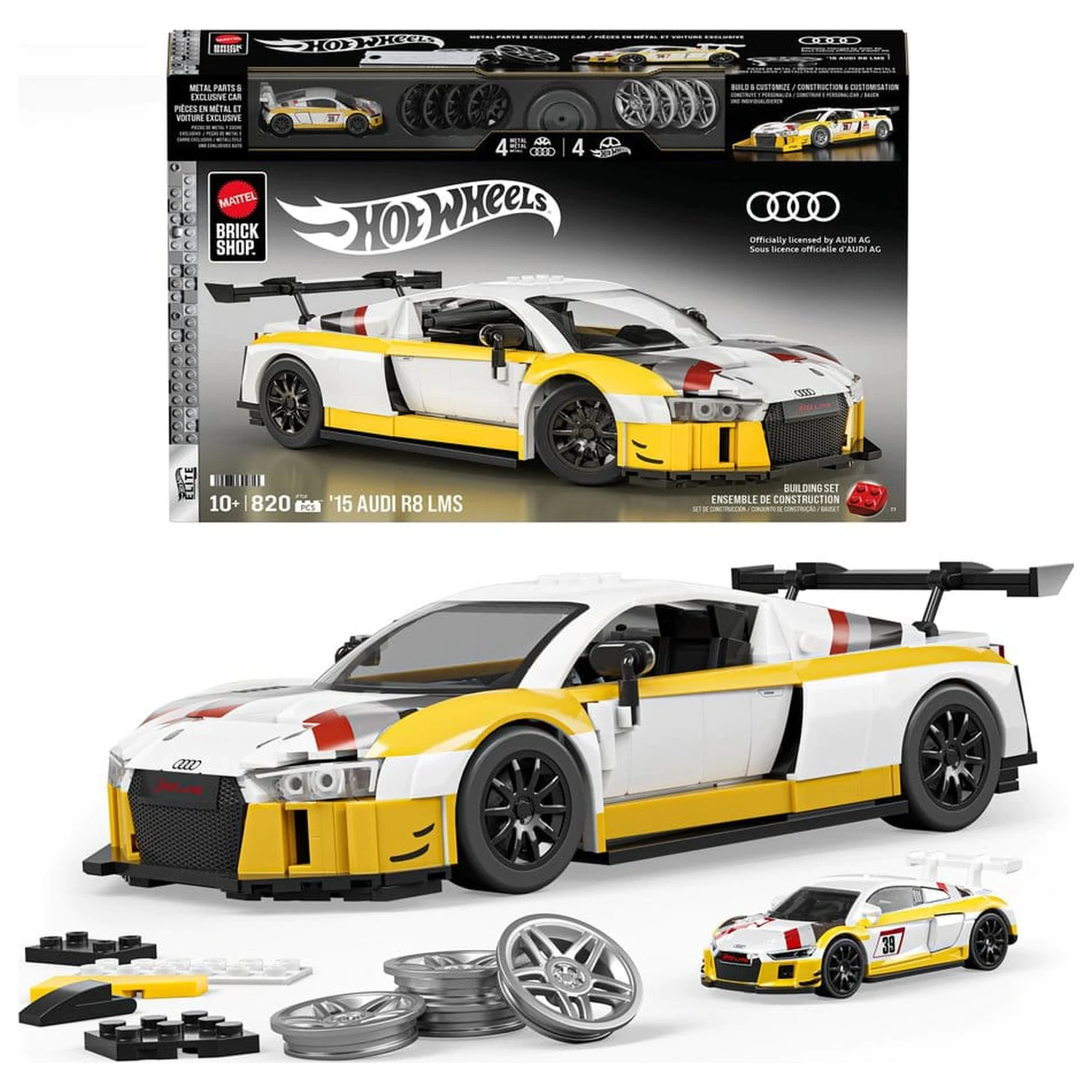 Hot Wheels Elite Mattel Brick Shop Stavebnica 1/16 '15 Audi R8 LMS produktová fotografia