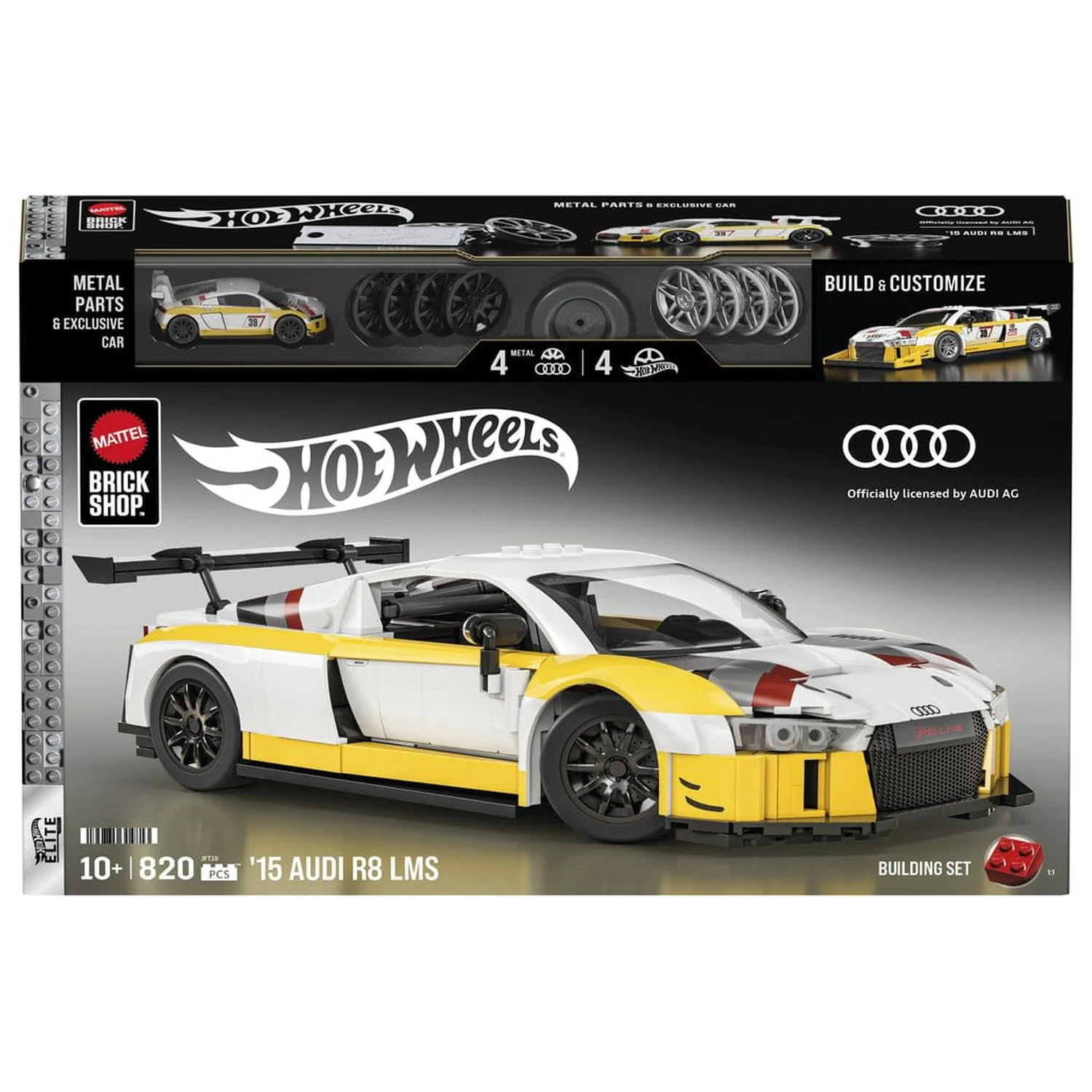 Hot Wheels Elite Mattel Brick Shop Stavebnica 1/16 '15 Audi R8 LMS produktová fotografia