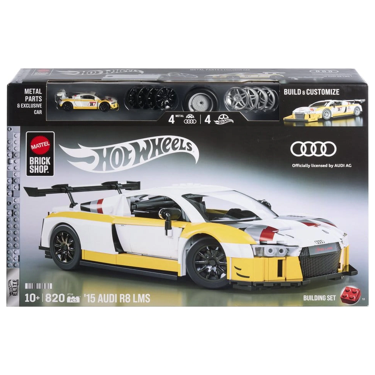 Hot Wheels Elite Mattel Brick Shop Stavebnica 1/16 '15 Audi R8 LMS produktová fotografia