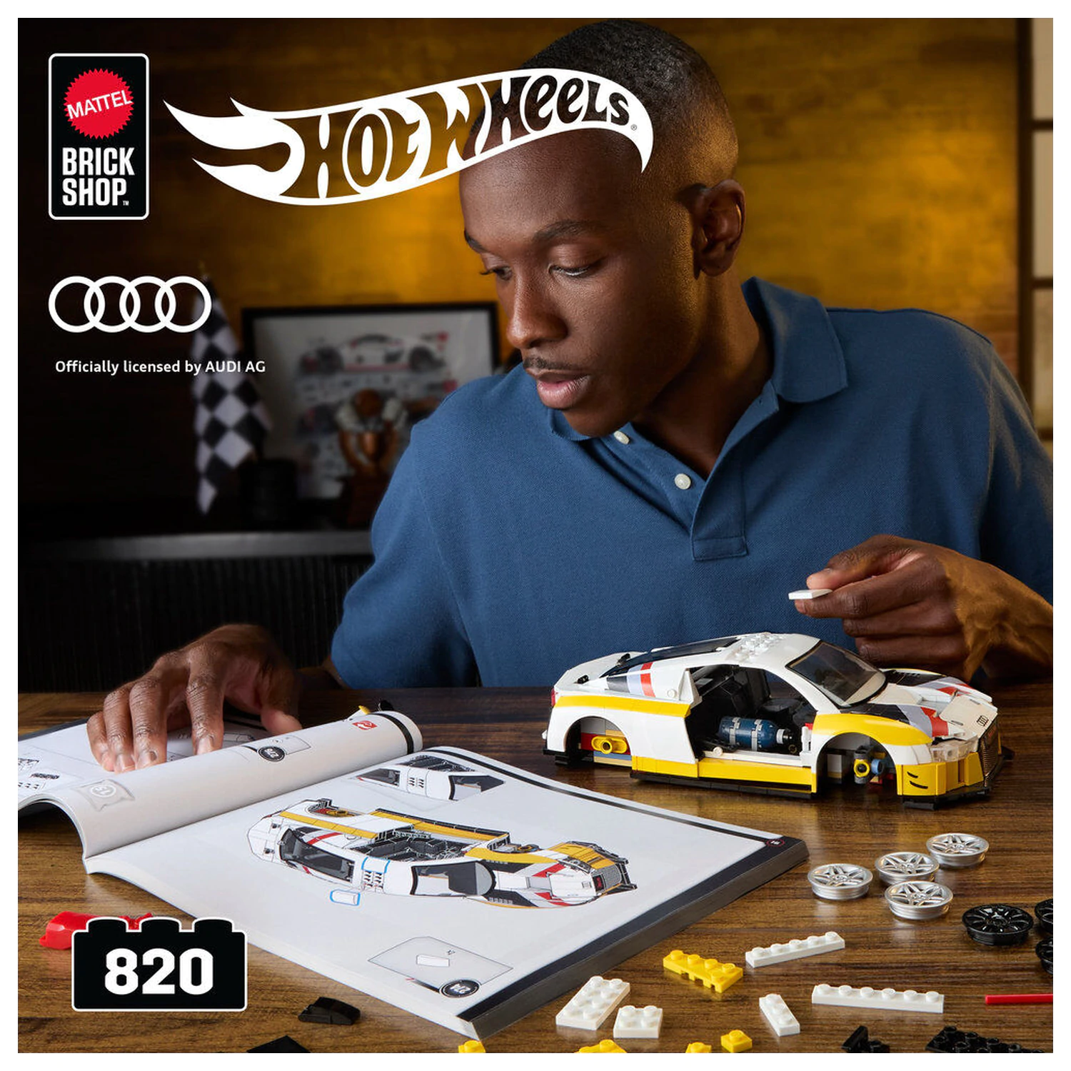 Hot Wheels Elite Mattel Brick Shop Stavebnica 1/16 '15 Audi R8 LMS produktová fotografia