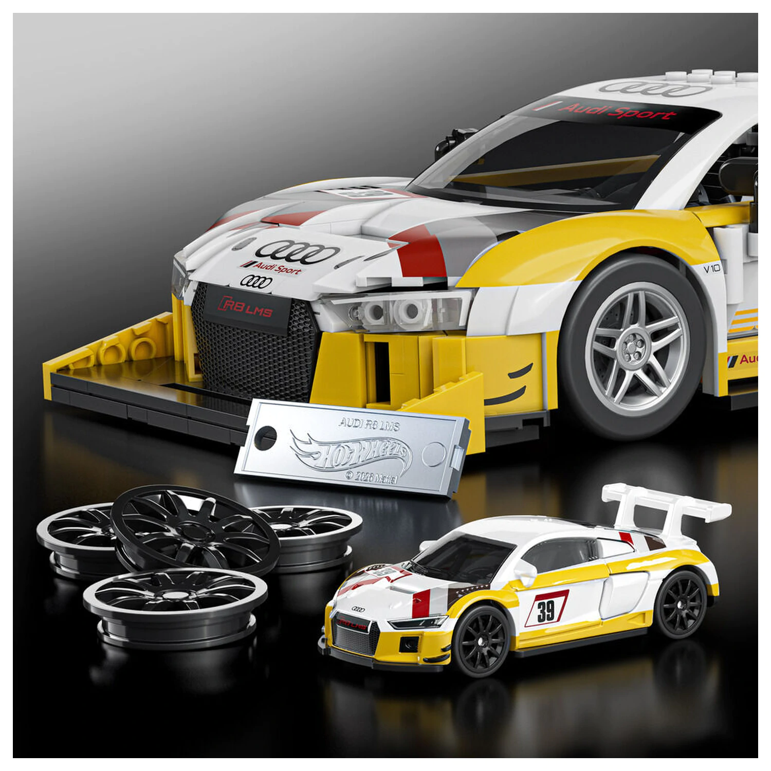 Hot Wheels Elite Mattel Brick Shop Stavebnica 1/16 '15 Audi R8 LMS produktová fotografia