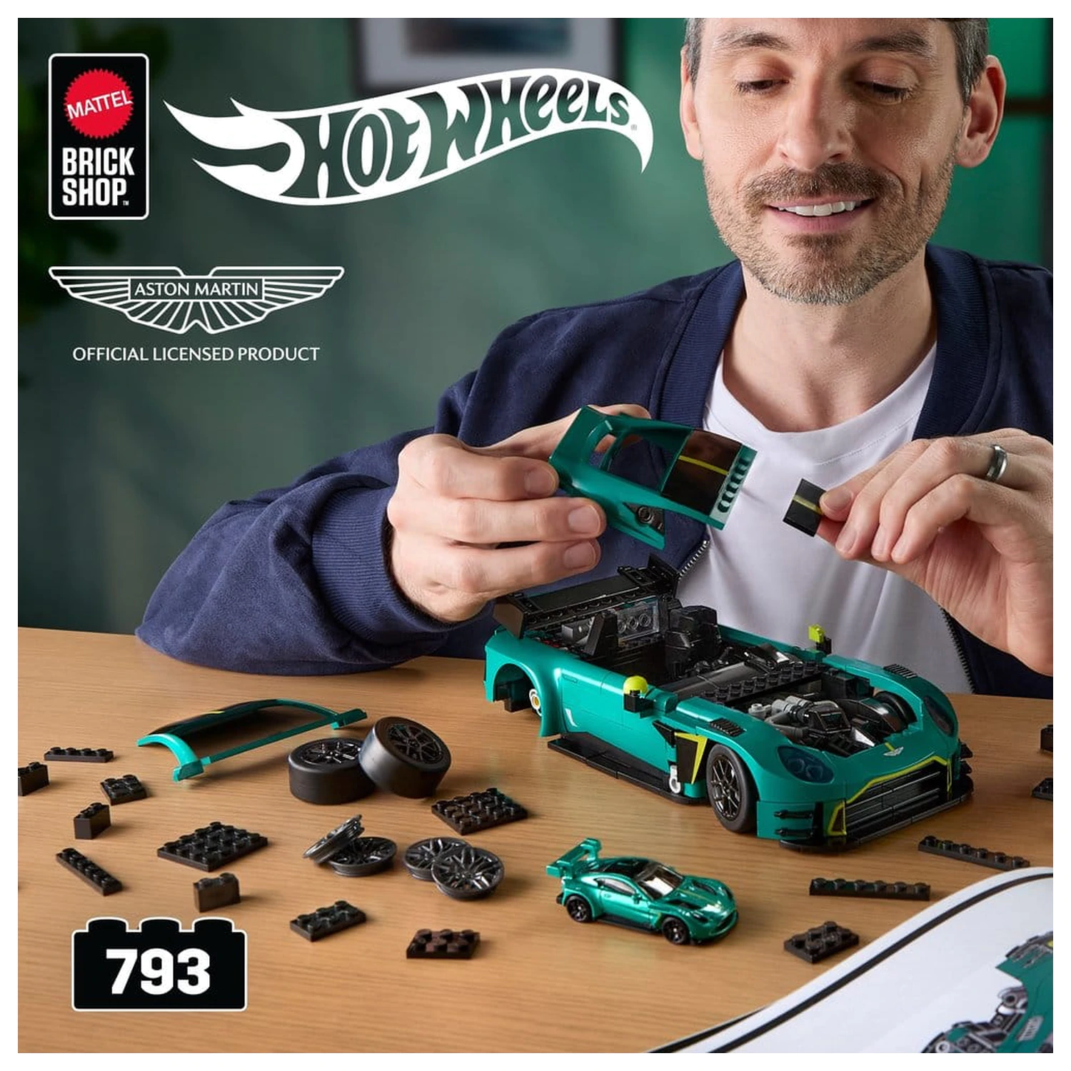 Hot Wheels Elite Mattel Brick Shop Stavebnica 1/16 '24 Aston Martin Vantage GT3 produktová fotografia