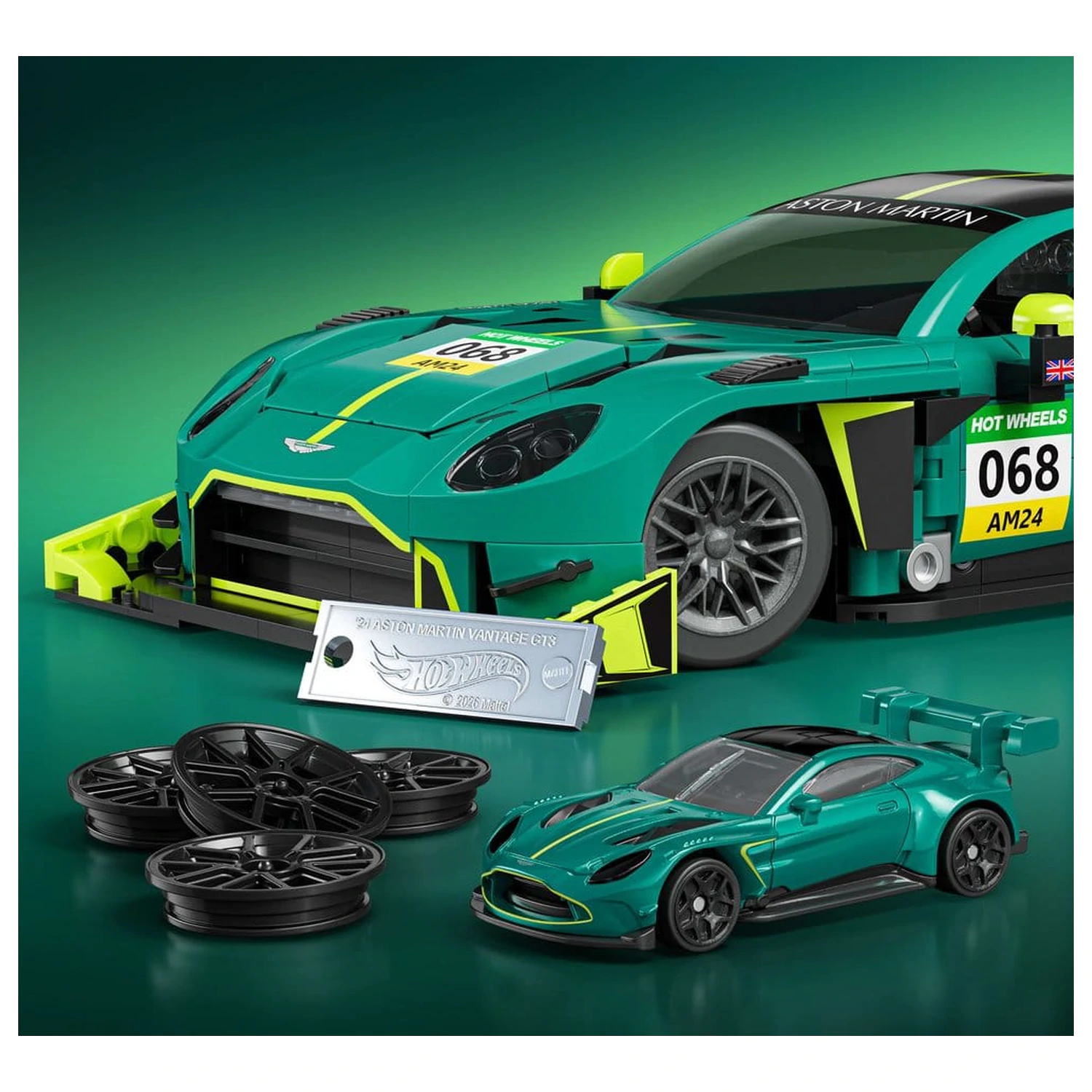Hot Wheels Elite Mattel Brick Shop Stavebnica 1/16 '24 Aston Martin Vantage GT3 produktová fotografia