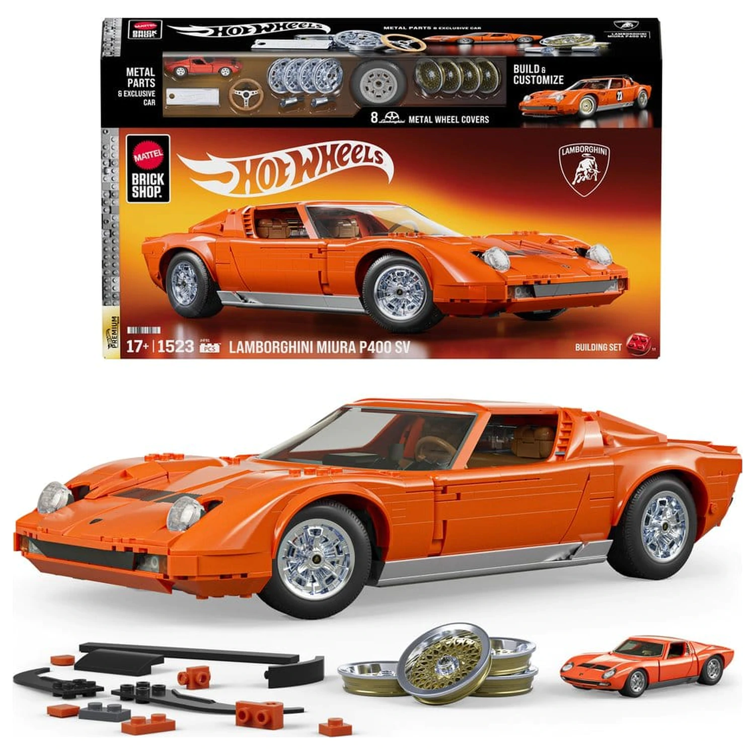 Hot Wheels Premium Mattel Brick Shop Stavebnica 1/12 Lamborghini Miura P400 SV produktová fotografia