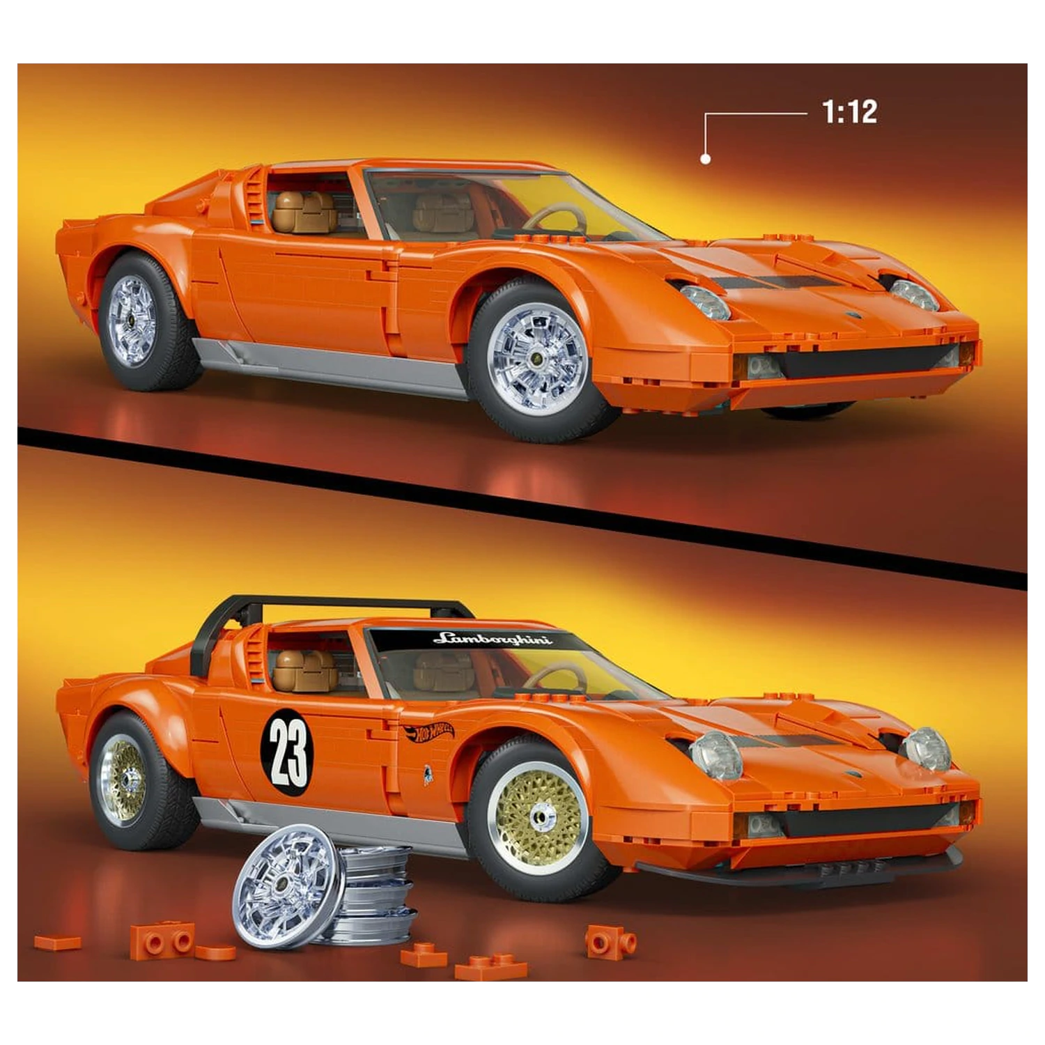 Hot Wheels Premium Mattel Brick Shop Stavebnica 1/12 Lamborghini Miura P400 SV produktová fotografia