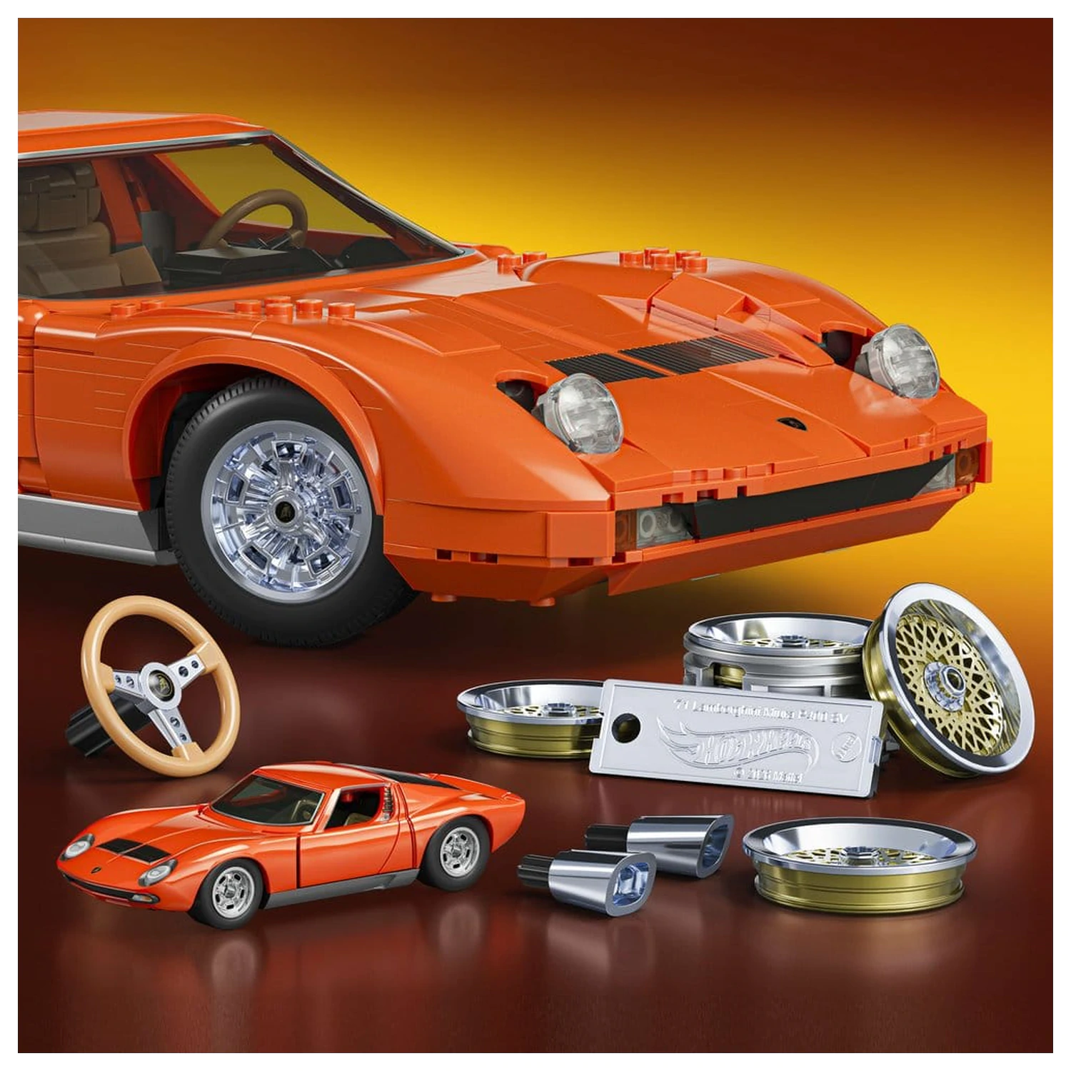 Hot Wheels Premium Mattel Brick Shop Stavebnica 1/12 Lamborghini Miura P400 SV produktová fotografia
