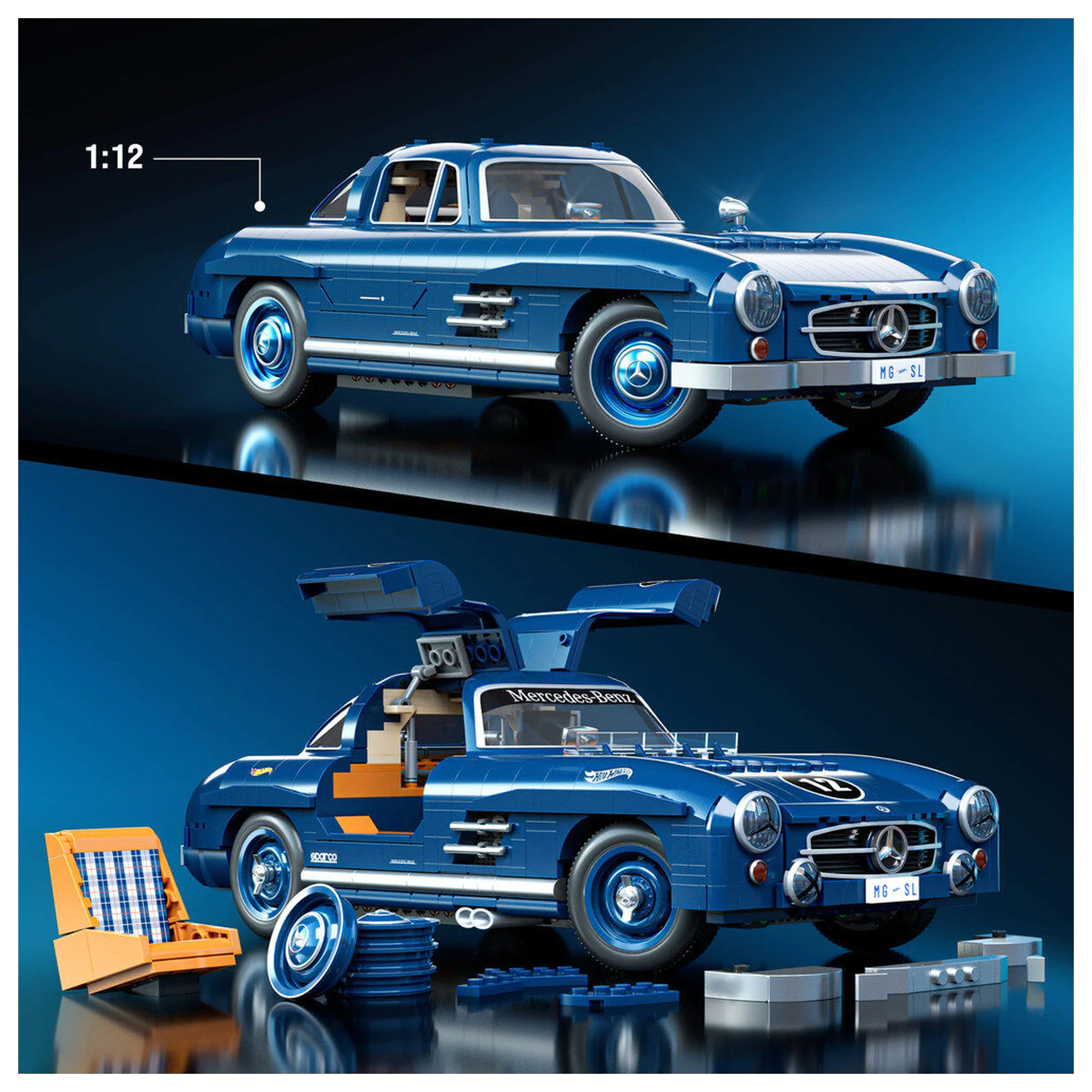 Hot Wheels Mercedes 300SL prémiová stavebnica produktová fotografia