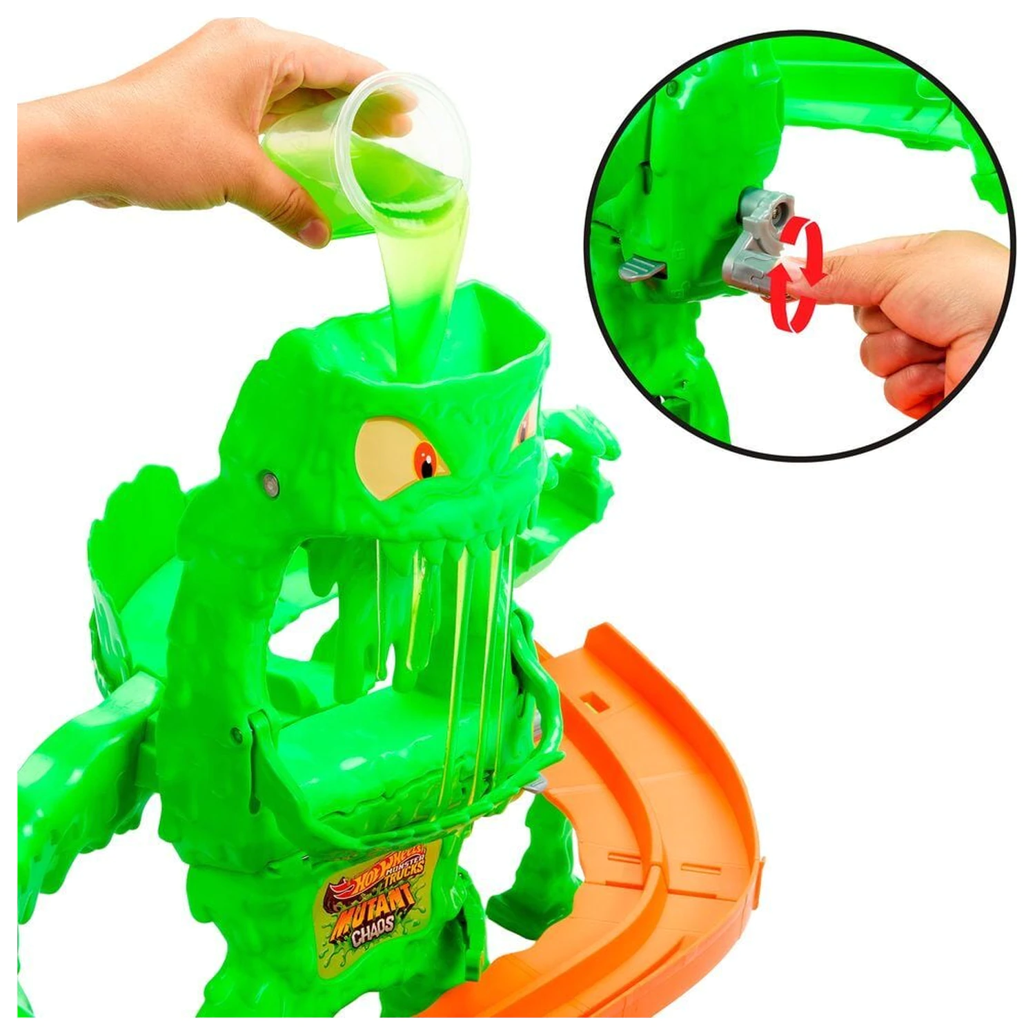 Hot Wheels Monster Trucks Mutant Chaos Monster Takedown hracia súprava produktová fotografia