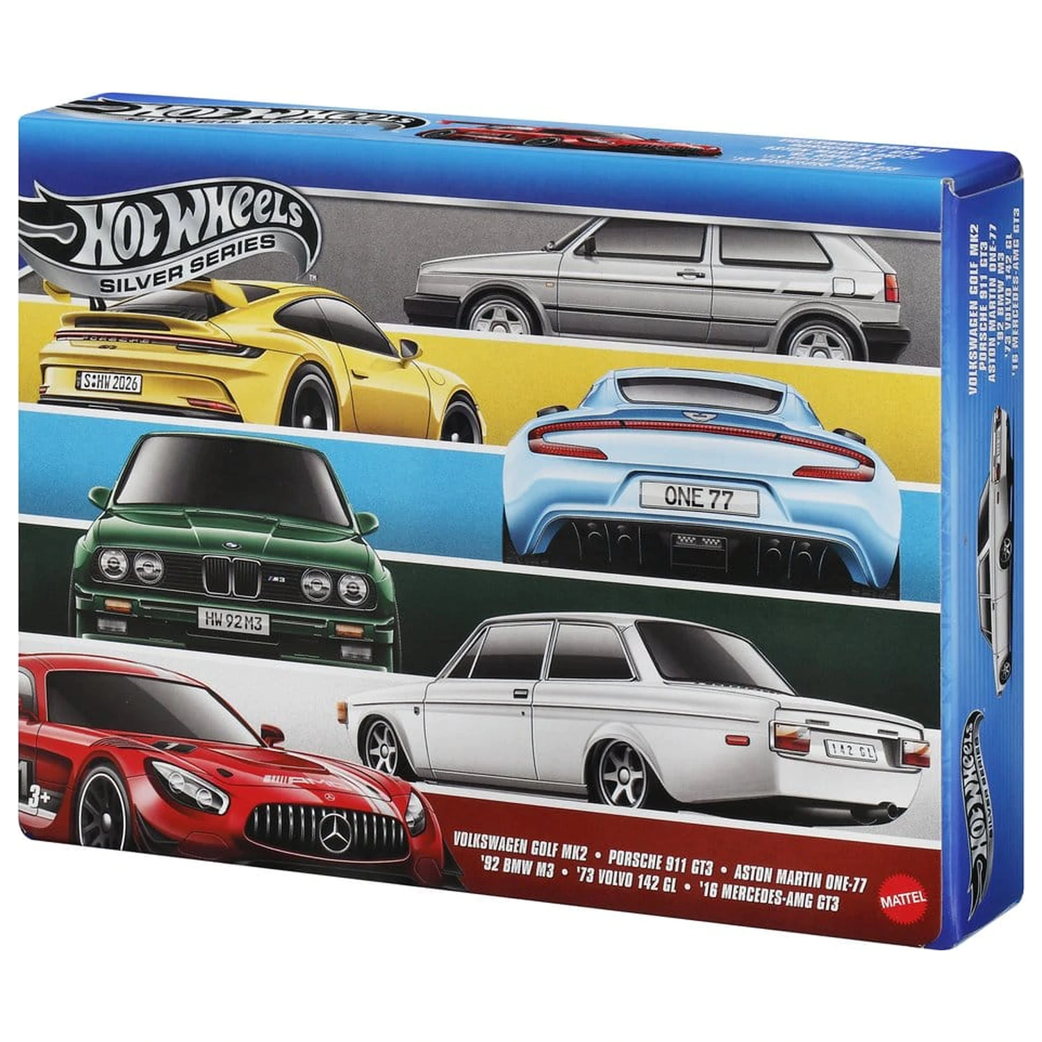 Hot Wheels Silver Series Die-Cast vozidiel 6-balenie 1/64 Euro Style produktová fotografia