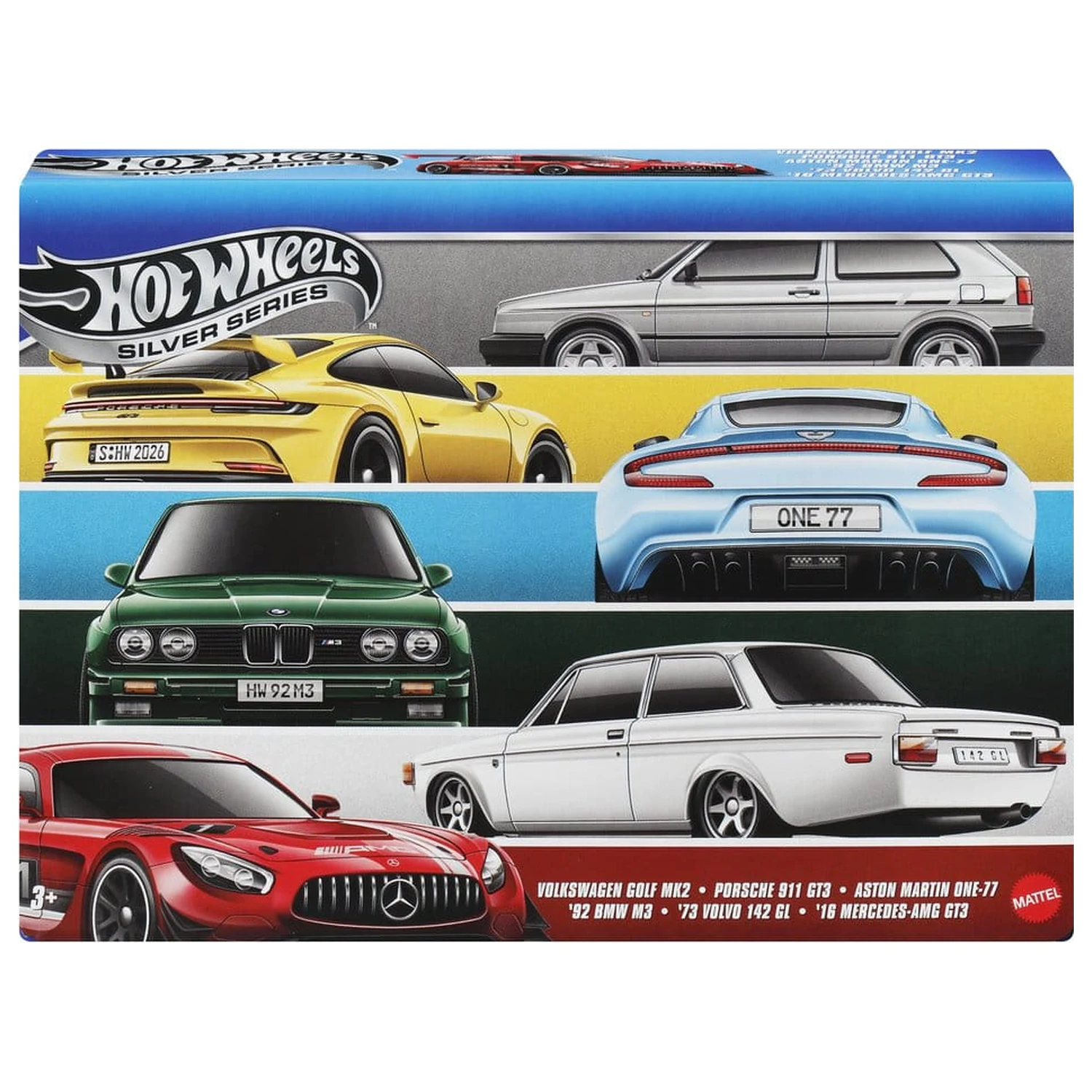 Hot Wheels Silver Series Die-Cast vozidiel 6-balenie 1/64 Euro Style produktová fotografia