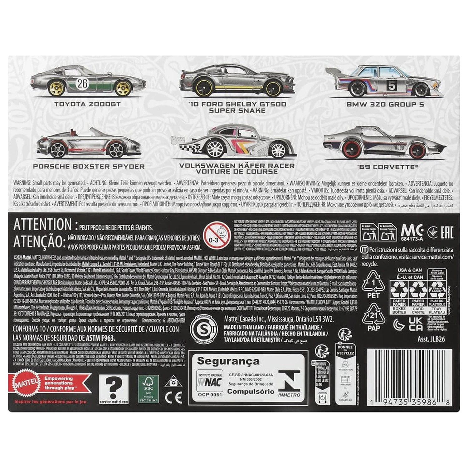 Hot Wheels Silver Series modelové vozidlo 6-balenie 1/64 ZAMAC produktová fotografia