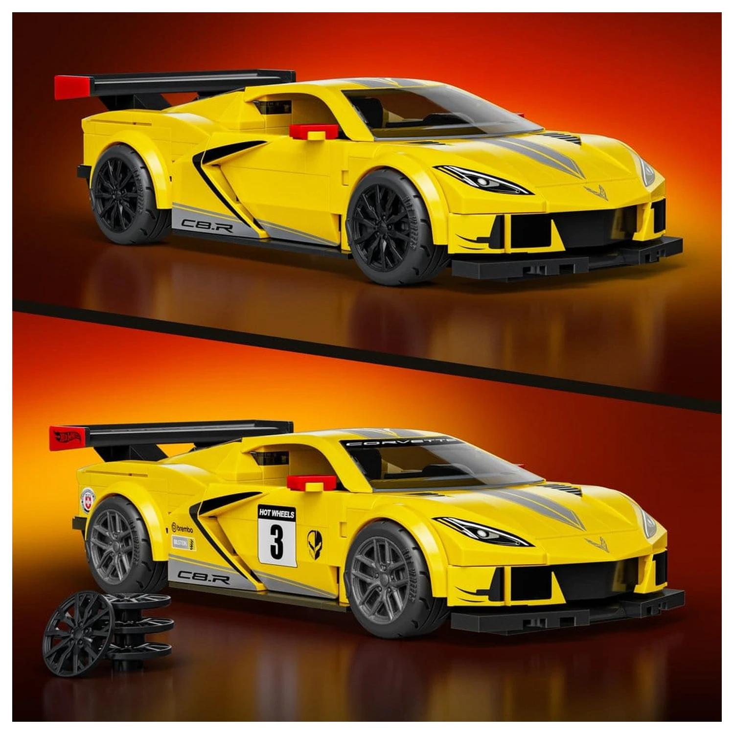 Hot Wheels Speed Mattel Brick Shop Stavebnica 1/32 '20 Corvette C8.R produktová fotografia