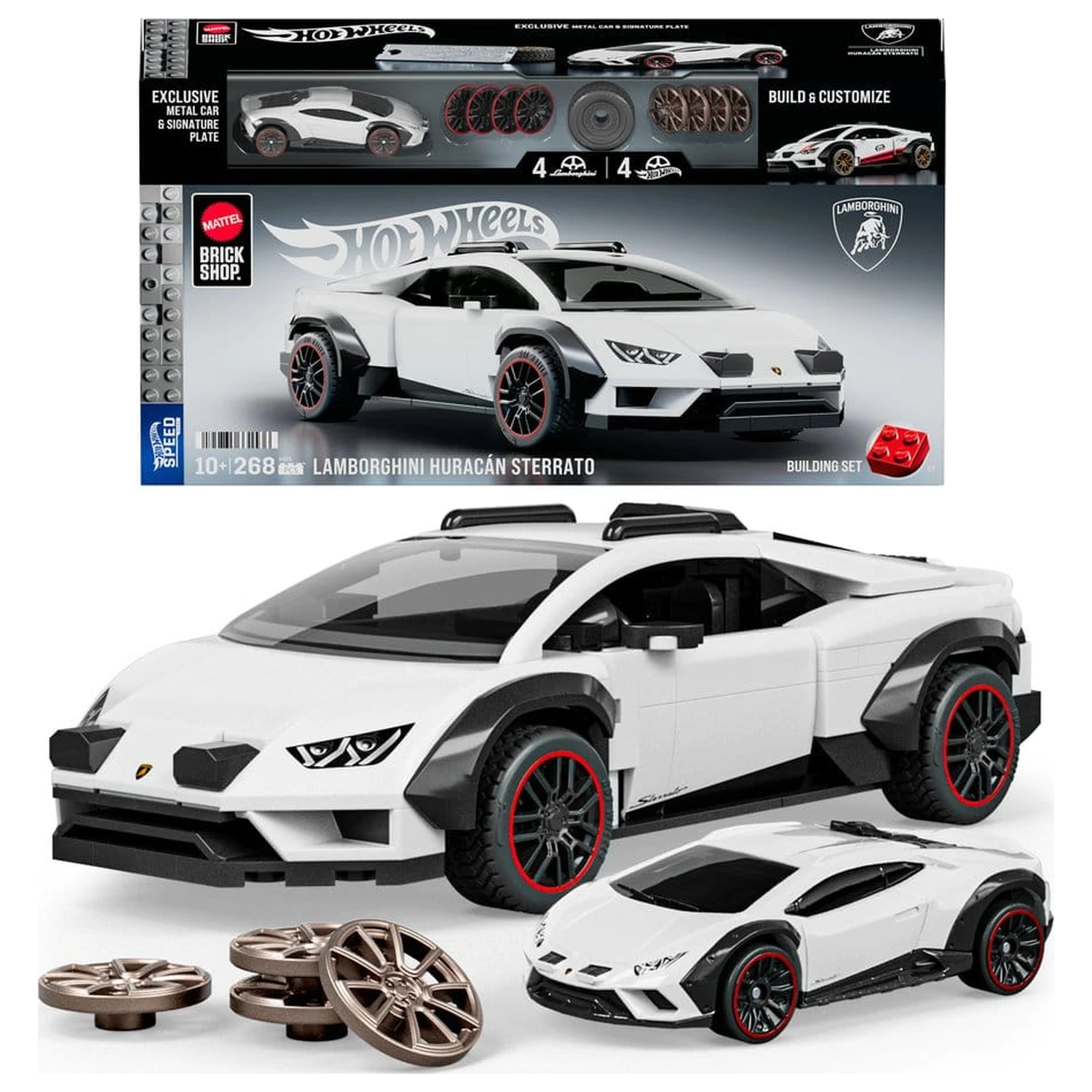 Hot Wheels Speed Mattel Brick Shop Stavebnica 1/32 Lamborghini Huracán Sterrato produktová fotografia