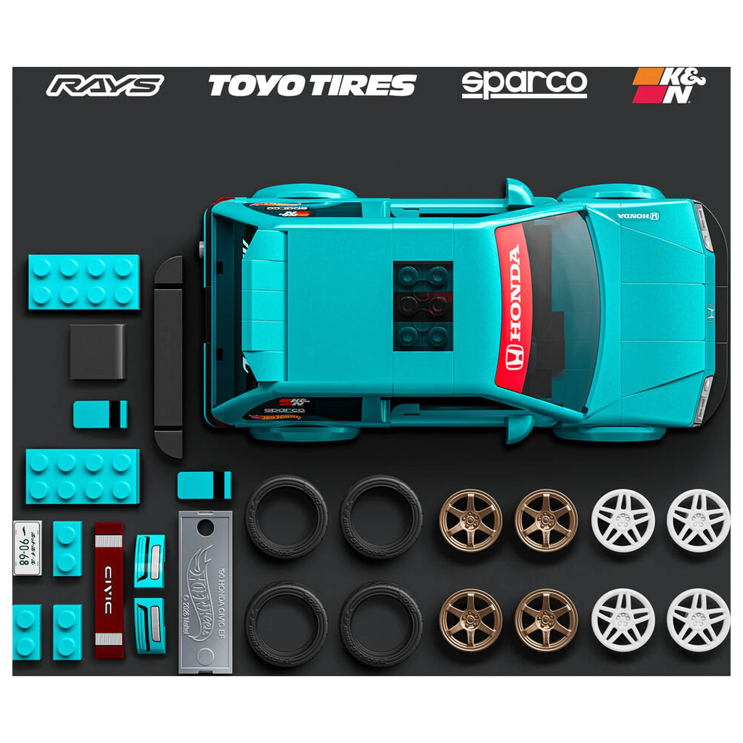 Hot Wheels Speed Series Mattel Brick Shop Stavebnica 1/32 Custom ’90 Honda Civic EF produktová fotografia