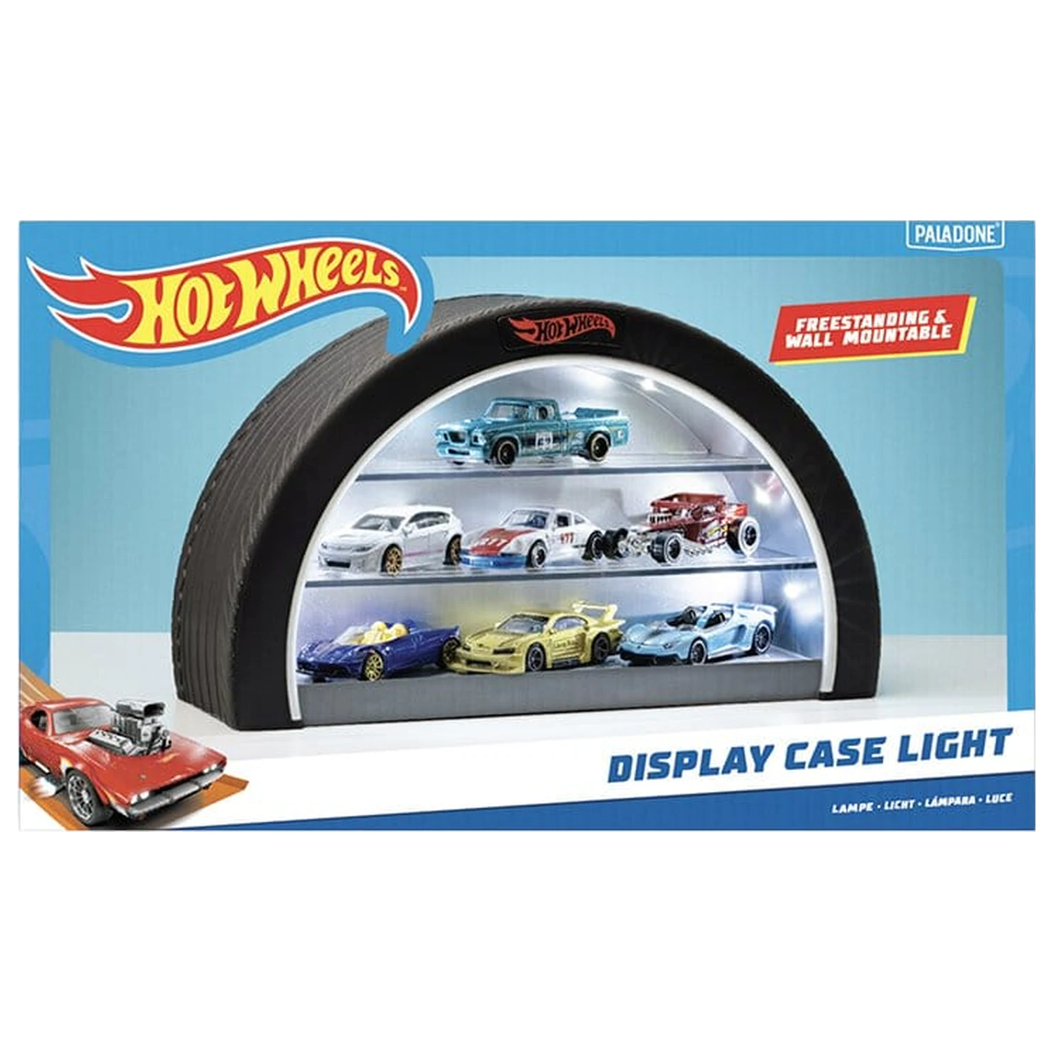 Hot Wheels svietiaci vitrínový displej v tvare pneumatiky produktová fotografia