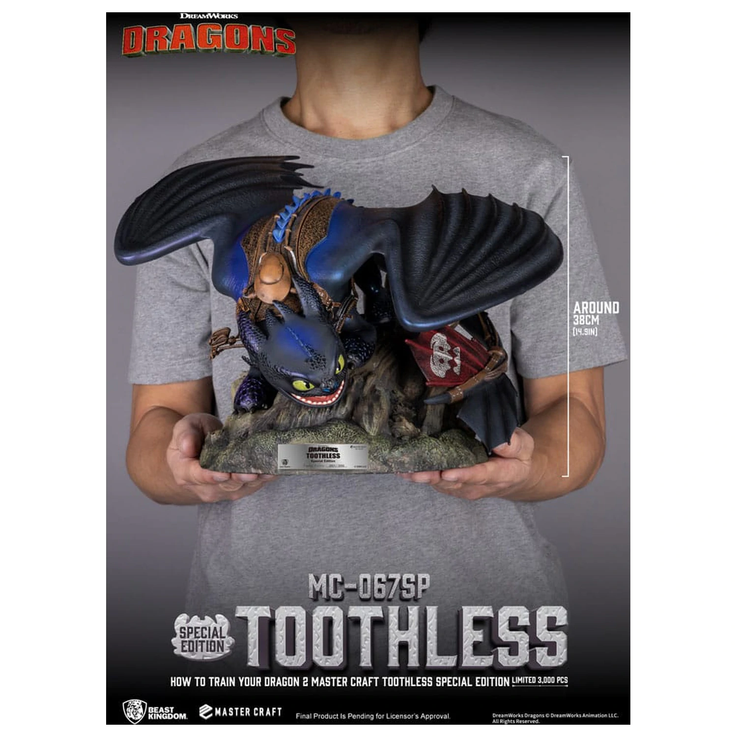 How To Train Your Dragon 2 Master Craft Socha Toothless 38 cm produktová fotografia