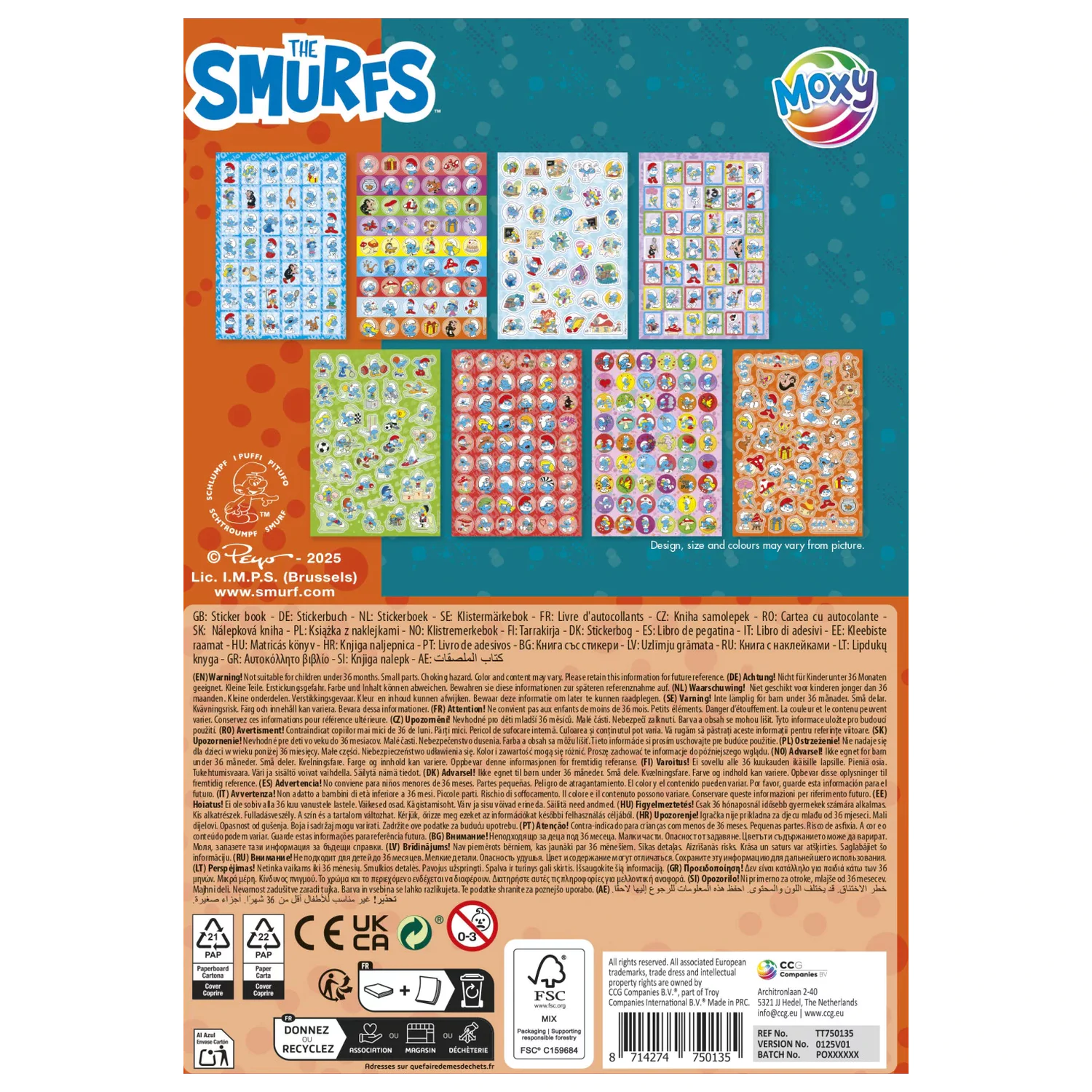 The Smurfs Happy Glitter sada nálepiek, 8 hárkov produktová fotografia