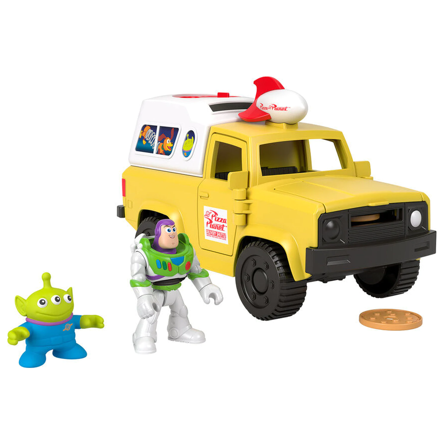 Imaginext Disney Pixar Toy Story Pizza Planet kamión + figúrky Buzz Lightyear a Alien produktová fotografia