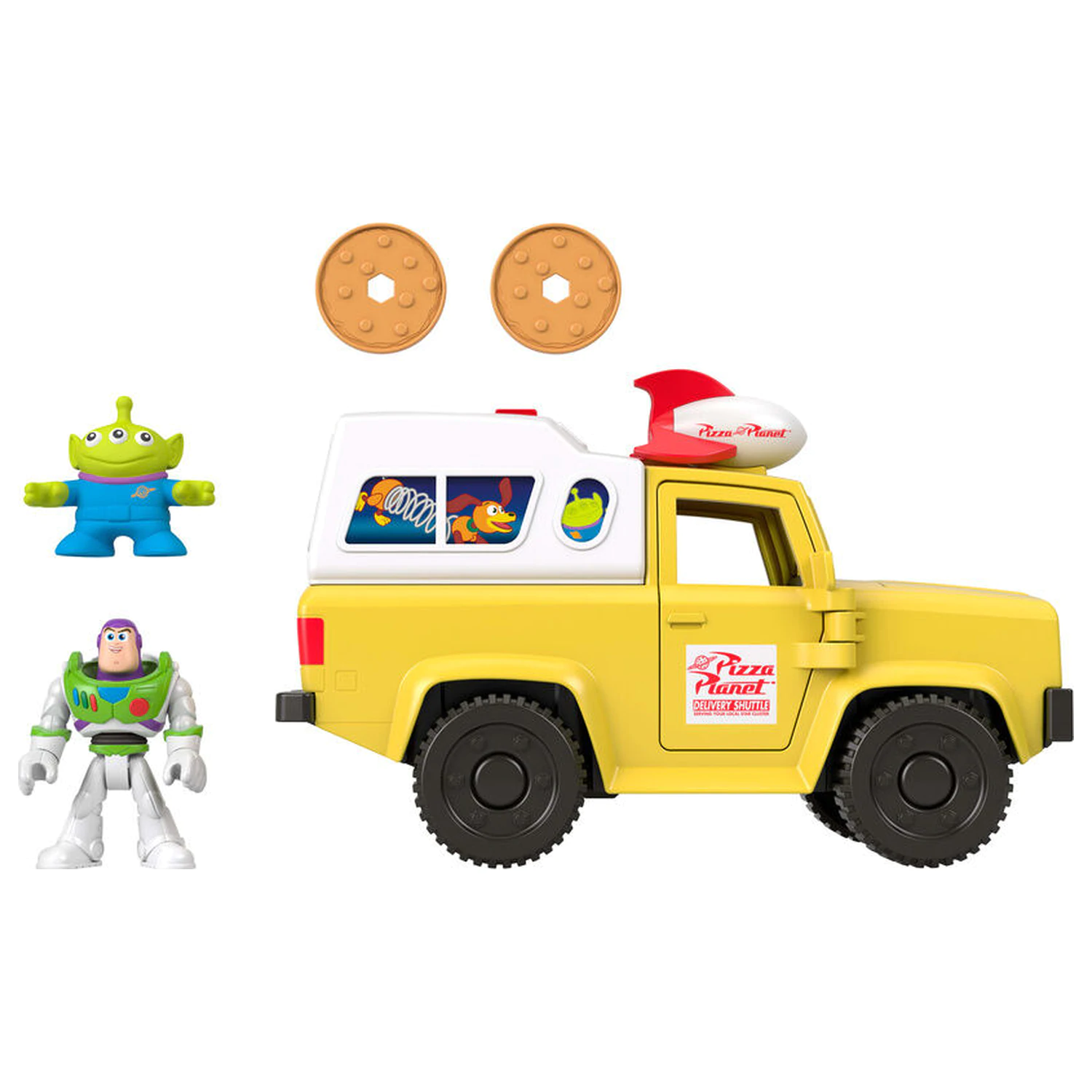 Imaginext Disney Pixar Toy Story Pizza Planet kamión + figúrky Buzz Lightyear a Alien produktová fotografia