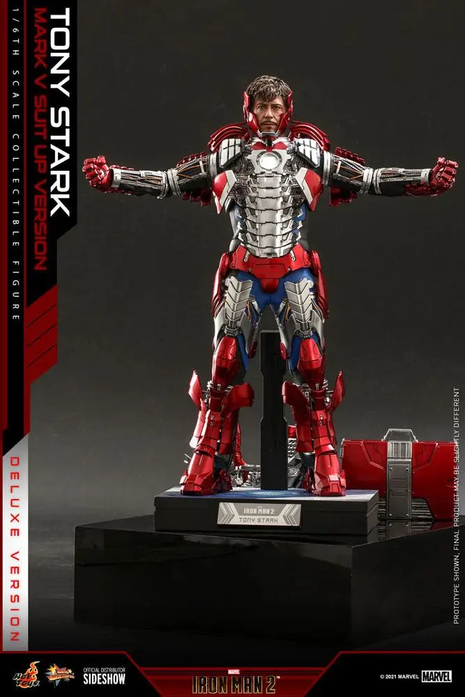 Iron Man 2 Movie Masterpiece Akčná figúrka 1/6 Tony Stark (Mark V Suit Up verzia) Deluxe 31 cm termékfotó