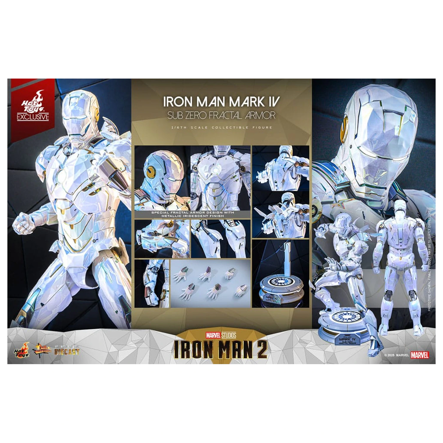 Iron Man 2 Movie Masterpiece Diecast akčná figúrka 1/6 Iron Man Mark IV (Sub-Zero Fractal Armor) Hot Toys Exclusive 33 cm produktová fotografia