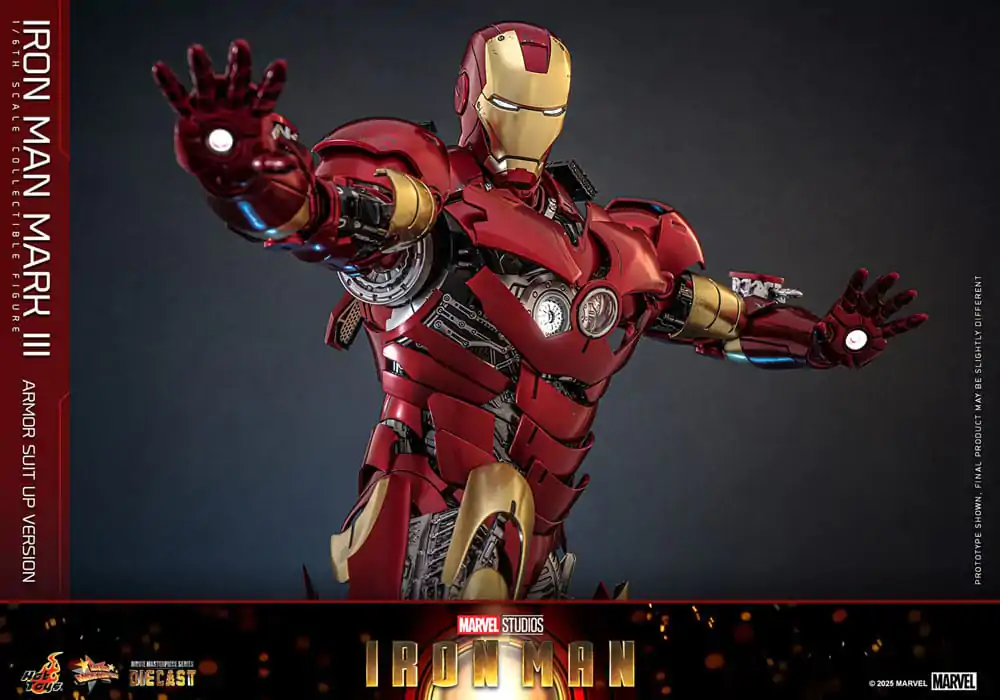 Iron Man Movie Masterpiece Diecast akčná figúrka 1/6 Iron Man Mark III (Armor Suit Up Version) 32 cm produktová fotografia