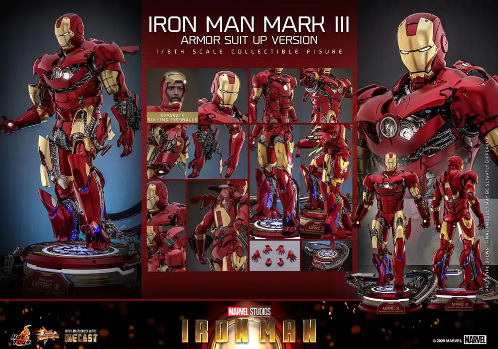Iron Man Movie Masterpiece Diecast akčná figúrka 1/6 Iron Man Mark III (Armor Suit Up Version) 32 cm produktová fotografia