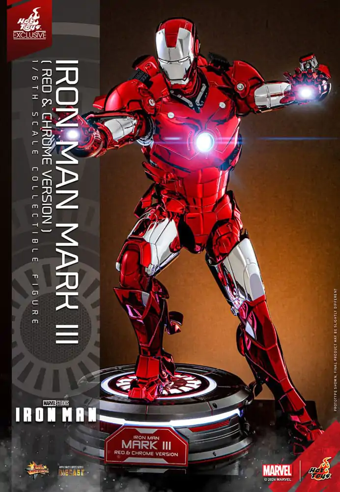 Iron Man Movie Masterpiece Diecast akčná figúrka 1/6 Iron Man Mark III (Red & Chrome Version) Hot Toys Exclusive 32 cm produktová fotografia