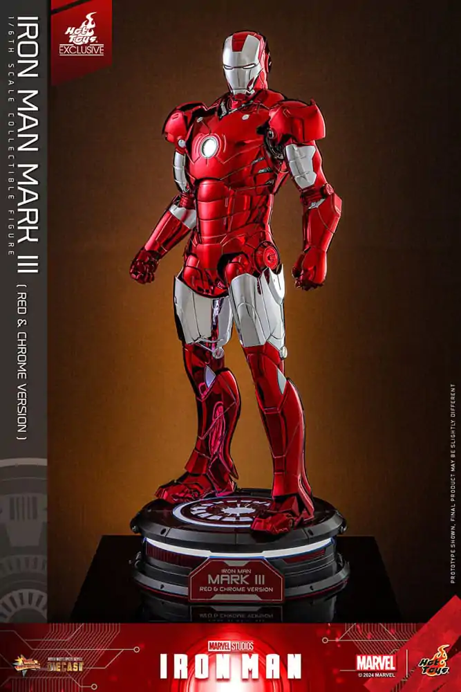 Iron Man Movie Masterpiece Diecast akčná figúrka 1/6 Iron Man Mark III (Red & Chrome Version) Hot Toys Exclusive 32 cm produktová fotografia