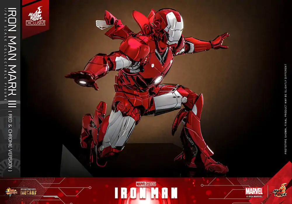 Iron Man Movie Masterpiece Diecast akčná figúrka 1/6 Iron Man Mark III (Red & Chrome Version) Hot Toys Exclusive 32 cm produktová fotografia