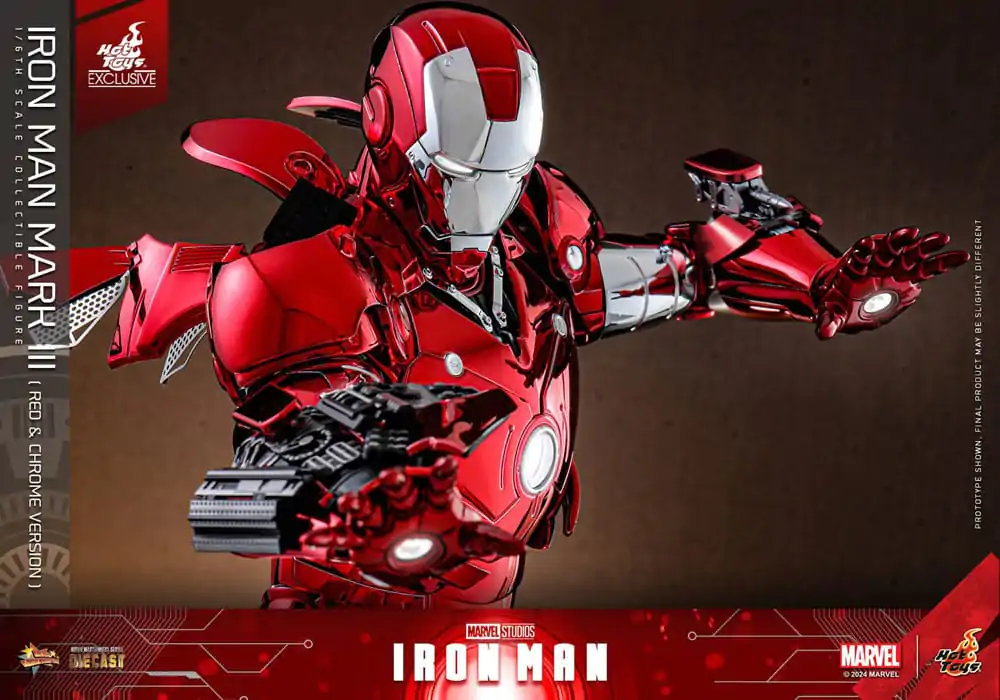Iron Man Movie Masterpiece Diecast akčná figúrka 1/6 Iron Man Mark III (Red & Chrome Version) Hot Toys Exclusive 32 cm produktová fotografia