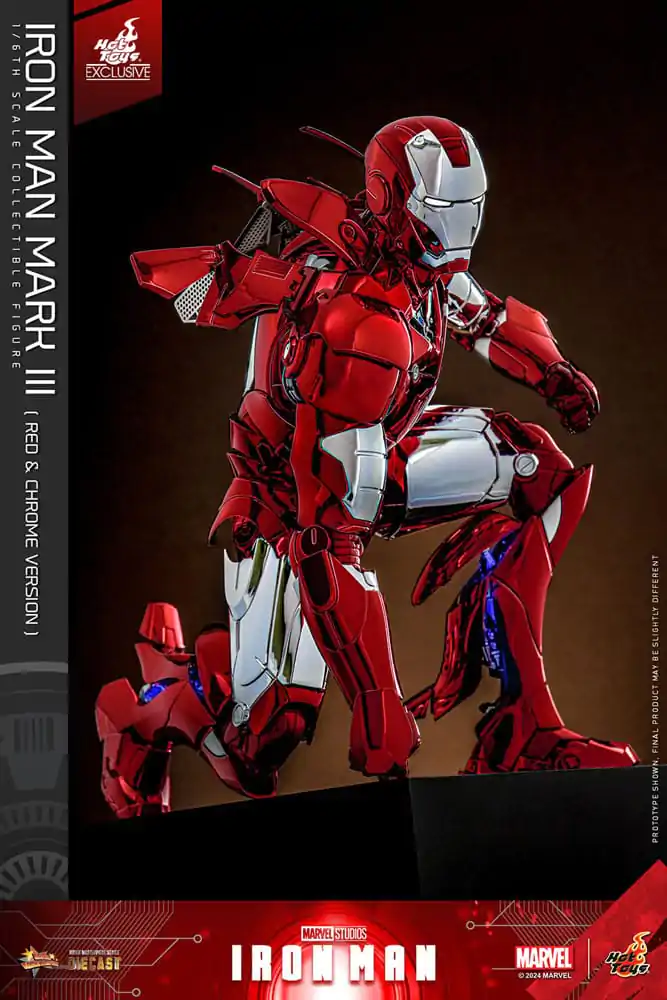 Iron Man Movie Masterpiece Diecast akčná figúrka 1/6 Iron Man Mark III (Red & Chrome Version) Hot Toys Exclusive 32 cm produktová fotografia