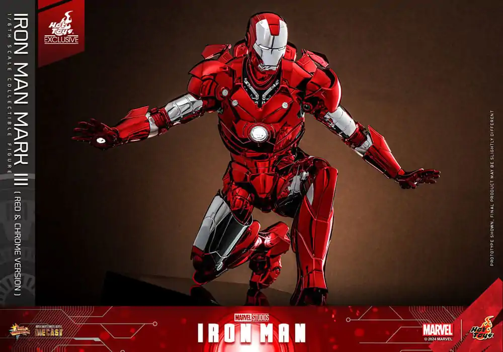 Iron Man Movie Masterpiece Diecast akčná figúrka 1/6 Iron Man Mark III (Red & Chrome Version) Hot Toys Exclusive 32 cm produktová fotografia