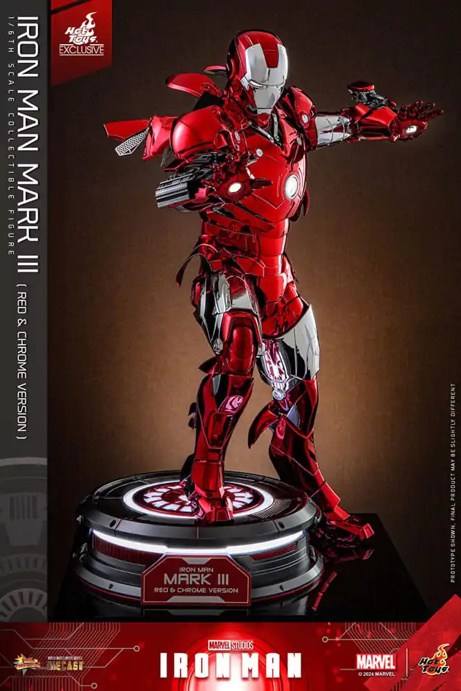 Iron Man Movie Masterpiece Diecast akčná figúrka 1/6 Iron Man Mark III (Red & Chrome Version) Hot Toys Exclusive 32 cm produktová fotografia