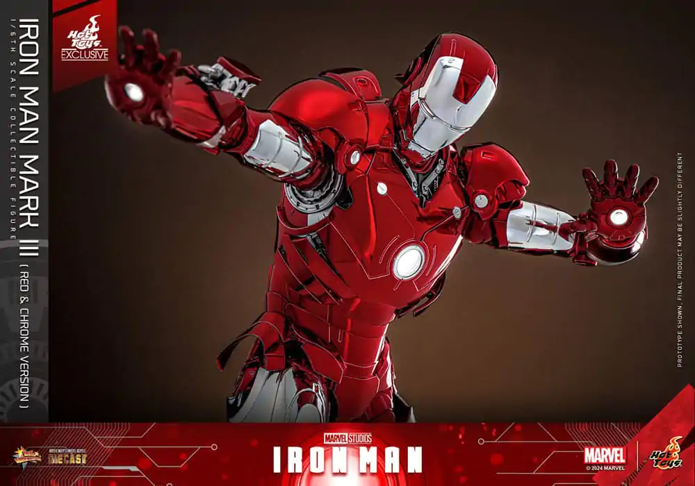 Iron Man Movie Masterpiece Diecast akčná figúrka 1/6 Iron Man Mark III (Red & Chrome Version) Hot Toys Exclusive 32 cm produktová fotografia