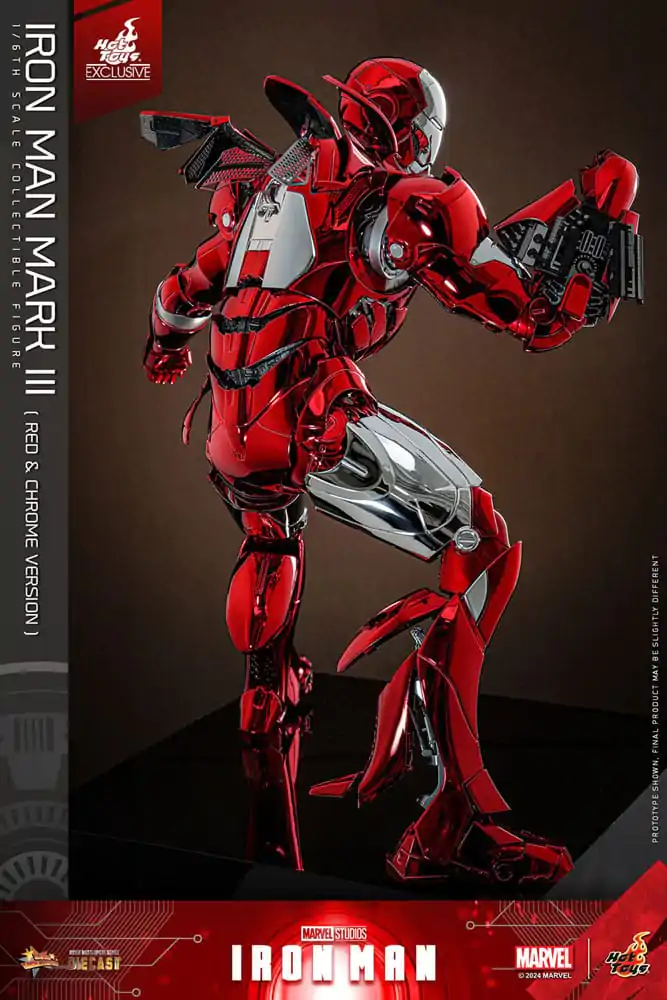 Iron Man Movie Masterpiece Diecast akčná figúrka 1/6 Iron Man Mark III (Red & Chrome Version) Hot Toys Exclusive 32 cm produktová fotografia