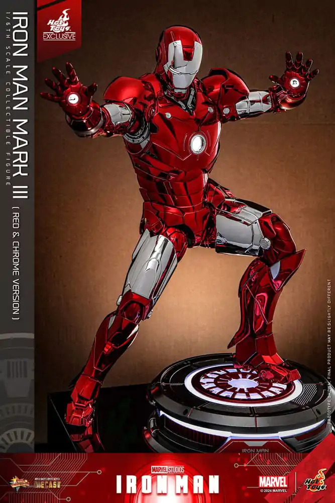Iron Man Movie Masterpiece Diecast akčná figúrka 1/6 Iron Man Mark III (Red & Chrome Version) Hot Toys Exclusive 32 cm produktová fotografia