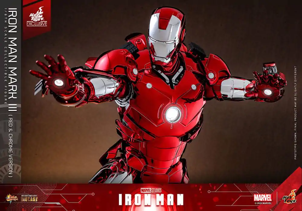 Iron Man Movie Masterpiece Diecast akčná figúrka 1/6 Iron Man Mark III (Red & Chrome Version) Hot Toys Exclusive 32 cm produktová fotografia