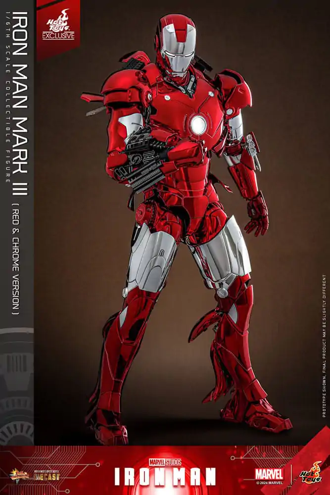 Iron Man Movie Masterpiece Diecast akčná figúrka 1/6 Iron Man Mark III (Red & Chrome Version) Hot Toys Exclusive 32 cm produktová fotografia