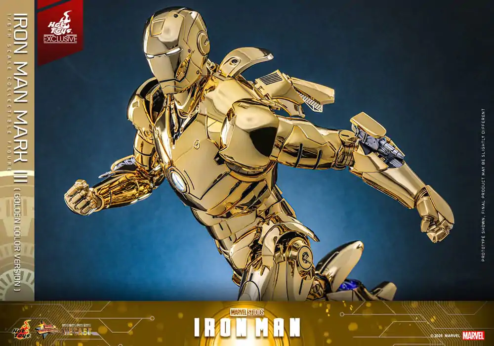Iron Man Movie Masterpiece Diecast Akčná figúrka 1/6 Iron Man Mark III (Gold Color Version) Hot Toys Exclusive 33 cm produktová fotografia