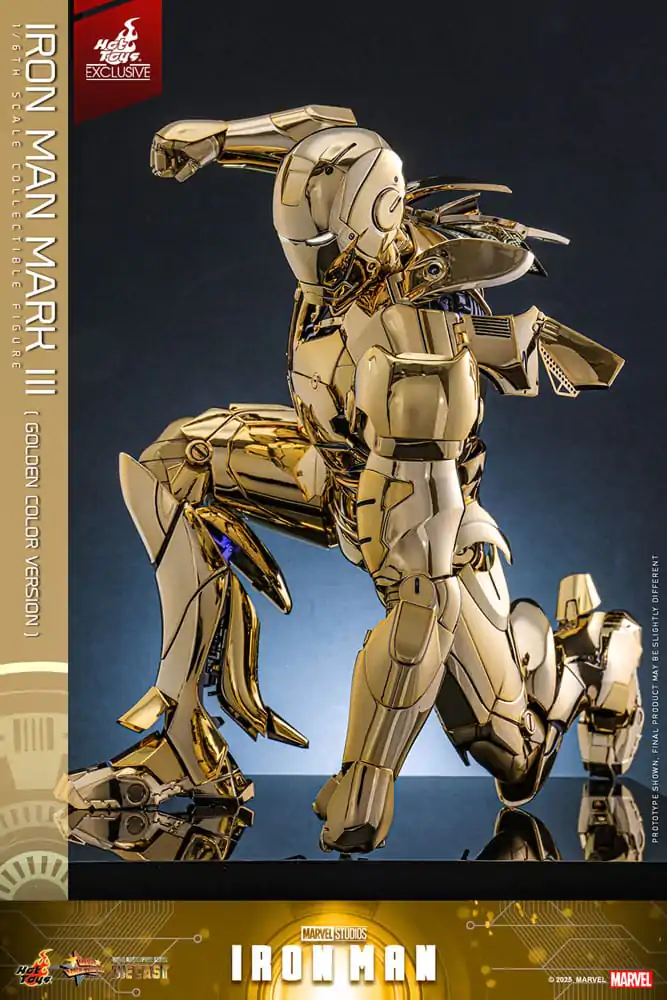 Iron Man Movie Masterpiece Diecast Akčná figúrka 1/6 Iron Man Mark III (Gold Color Version) Hot Toys Exclusive 33 cm produktová fotografia