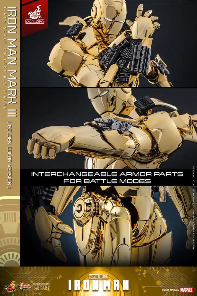 Iron Man Movie Masterpiece Diecast Akčná figúrka 1/6 Iron Man Mark III (Gold Color Version) Hot Toys Exclusive 33 cm produktová fotografia
