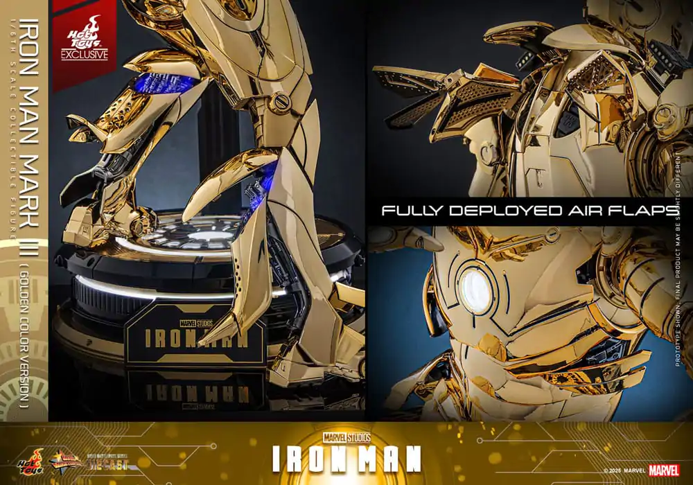 Iron Man Movie Masterpiece Diecast Akčná figúrka 1/6 Iron Man Mark III (Gold Color Version) Hot Toys Exclusive 33 cm produktová fotografia