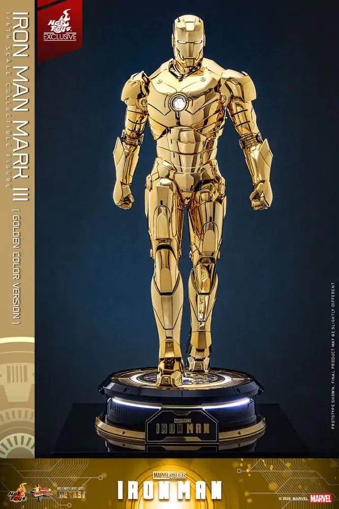 Iron Man Movie Masterpiece Diecast Akčná figúrka 1/6 Iron Man Mark III (Gold Color Version) Hot Toys Exclusive 33 cm produktová fotografia