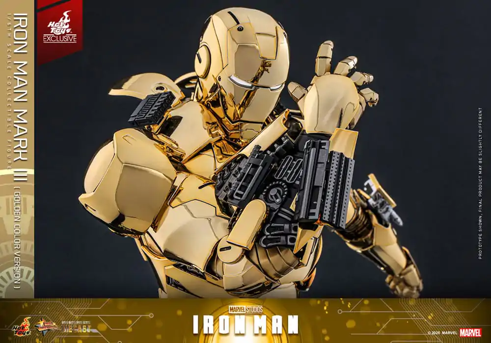 Iron Man Movie Masterpiece Diecast Akčná figúrka 1/6 Iron Man Mark III (Gold Color Version) Hot Toys Exclusive 33 cm produktová fotografia